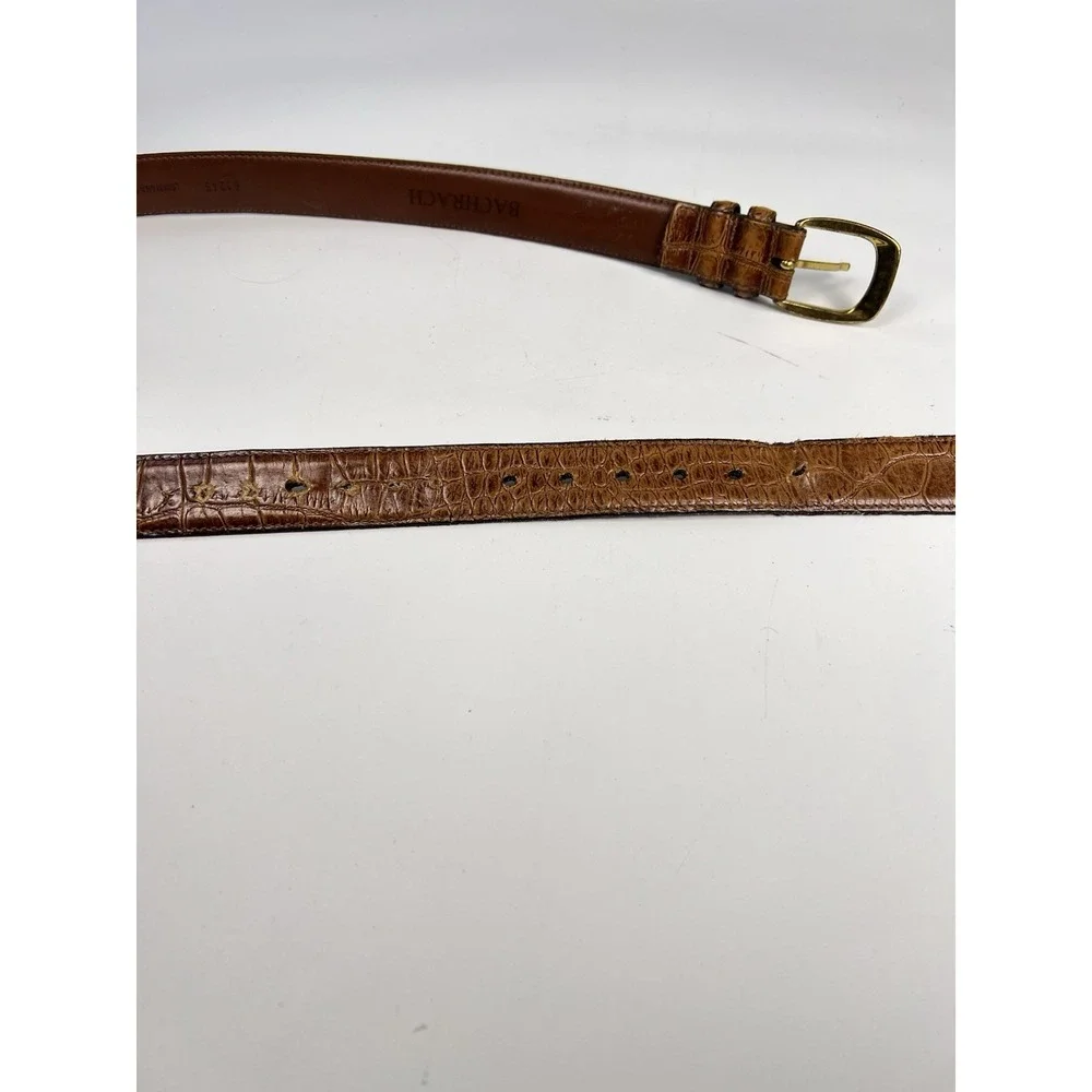 Bachrach Men Brown Faux Gator Leather Belt Gold Buckle Size 36 USA Vintage